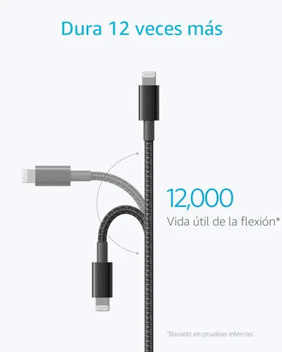 Vista 3 de Anker - Cable USB A a Lightning, certificado MFi (paquete de 1, 3.3 pies, negro)