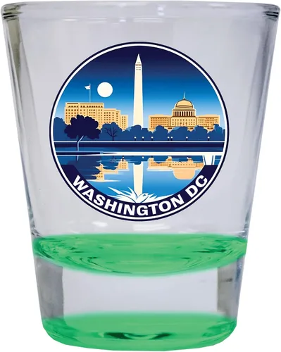 Vista 3 de Washington, D.C. Souvenir - Vaso de chupito redondo de 1.5 onzas, color azul A