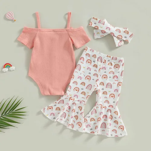 Vista 67 de Sejardin Ropa de verano para bebé y niña, recién nacida, manga corta, con letras, mameluco elástico con diadema