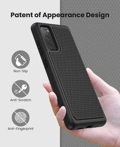 Vista 4 de Funda UNPEY para Samsung Galaxy S20 FE 5G: doble capa antideslizante negra Protección contra caídas de grado militar, textura mate, cubierta Negro
