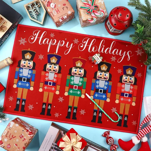 Vista 2 de Minatee Tapete Cascanueces Tapete de Puerta Felices Fiestas Tapete Lavable Antideslizante Alfombras de Piso Tapete de Piso Soldado de Navidad