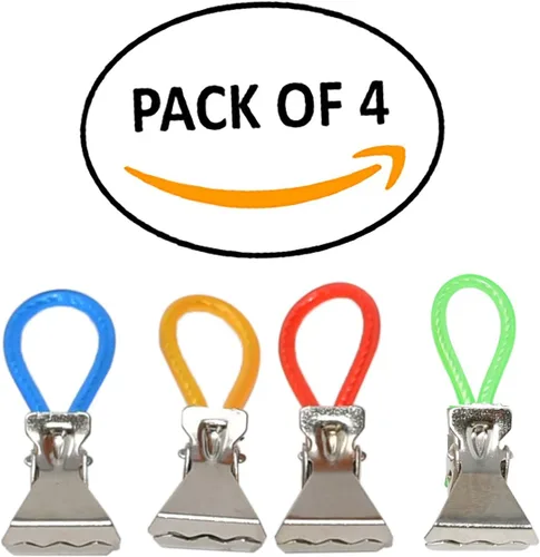 Vista 3 de Home-X Juego de 4 clips de metal para colgar toallas, organizador de cocina con lazo y gancho, ganchos multiusos para baño y cocina, soporte