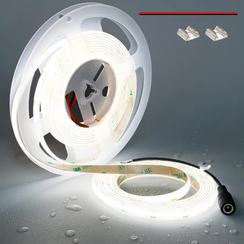 Vista 13 de TOPAI Tira de luz LED COB de 12 V, 3000 K, blanco cálido, impermeable, IP65, 480 LEDs/M, súper brillante, 4000 lúmenes, CRI>90, 16.4 pies, sin