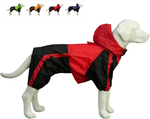 Vista 29 de Ropa para mascotas, abrigo impermeable de nailon para mascotas, chaqueta de lluvia adorable con capucha perfecta para razas de perros pequeños, Verde