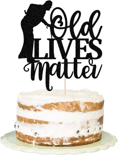 Vista 4 de Decoración para tartas Black Flash Old Lives Matter - Humorístico anciano y anciano decoración de pastel de feliz cumpleaños para hombres, papá