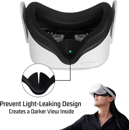 Vista 2 de TOMSIN Touch Controller Grip Cover for Oculus Quest 2 with Silicone Face Cover, Protective Lens Cover, Silicone Handle Strap Combo, Sweatproof