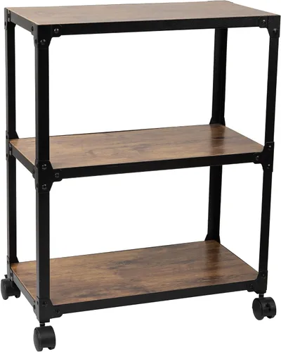 Vista 8 de Mind Reader Carrito con ruedas multiusos de 3 niveles, almacenamiento para el hogar, carrito de bar, soporte para microondas, organizador