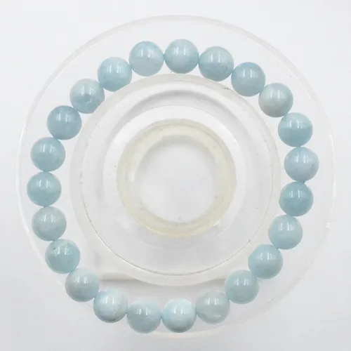 Vista 2 de AD Beads - Pulsera elástica de cuentas redondas naturales de 516 pulgadas