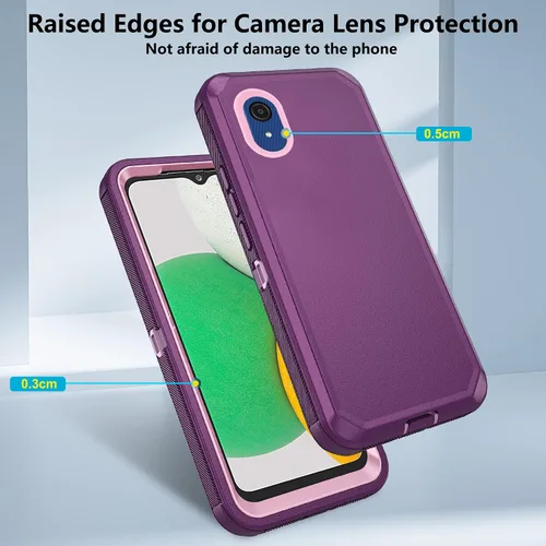 Vista 4 de Asuwish Funda de teléfono para Samsung Galaxy A03 Core Cell Cover híbrida resistente a prueba de golpes, a prueba de caídas, cuerpo completo