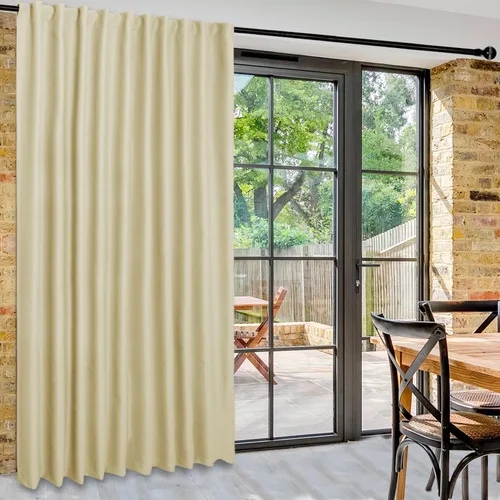 Vista 74 de DWCN Cortina opaca divisora de privacidad para puerta corrediza de patio, cortinas térmicas extra anchas con pestaña trasera y bolsillo para barra