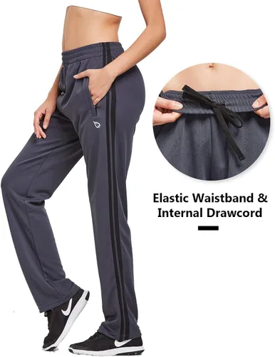 Vista 4 de BALEAF Pantalones deportivos para mujer, pantalones deportivos para correr, bolsillos con cremallera, pantalones deportivos para calentar, casuales