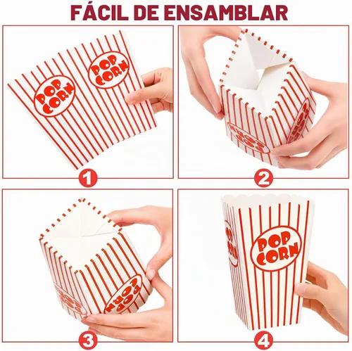 Vista 5 de Bekith caja para palomitas de maíz con apertura superior, 100 unidades.