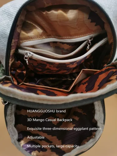 Vista 76 de HUANGGUOSHU Mochila de algodón tejida de algodón bohemio con bordado de lona estilo bohemio con múltiples bolsillos retro linda mochila cartera