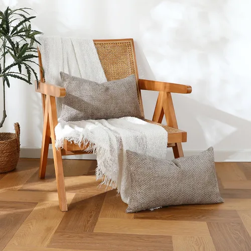 Vista 5 de Stellhome - Juego de 2 fundas de cojín decorativas con textura trenzada de chenille suave, fundas de acento de lujo para sala de estar, sofá, cama