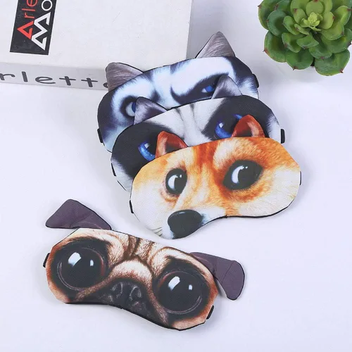 Vista 3 de Paquete de 8 mascarillas divertidas para dormir con diseño de animales lindos para dormir, gatos, perros, máscaras de felpa suave para dormir