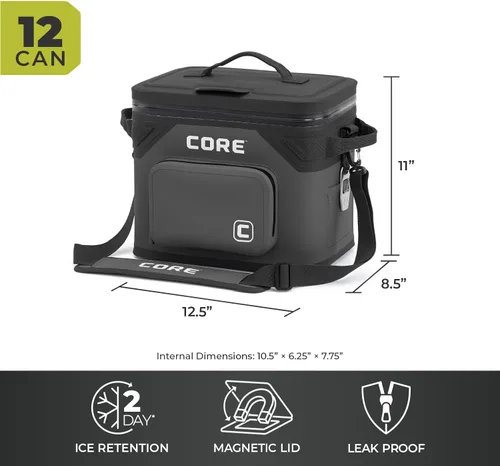 Vista 5 de CORE - Bolsa de enfriador suave a prueba de fugas magnética con cremallera impermeable Bolsa aislada enfriador portátil Mejor enfriador suave