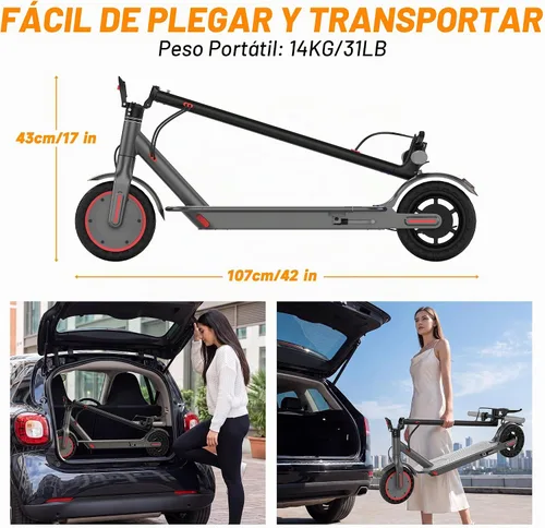 Vista 6 de Aovowheel Scooter eléctrico para adultos, plegable E Scooter Conmuting