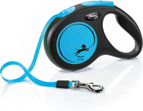 Vista 3 de Flexi - Correa retráctil de 5 m para perros de hasta 15kgs, pequeña, azul neón