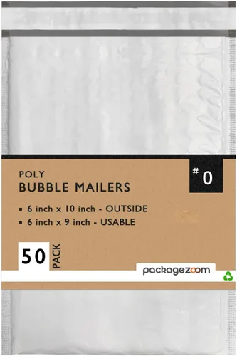 Vista 8 de PackageZoom 50 sobres acolchados de burbujas de polietileno de 4 x 8 pulgadas, sobres de envío #000, 2.5 mil