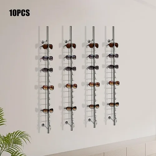 Vista 2 de 10 soportes de exhibición de lentes de sol de aluminio con cerradura para lentes de sol y gafas, organizador de almacenamiento (12 marcos)
