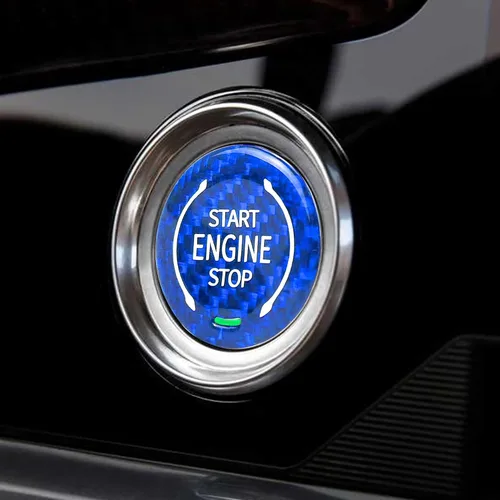 Vista 8 de Botón de arranque de fibra de carbono, botón de encendido y parada del motor, cubierta de encendido Compatible con Chevy Corvette C8 2020 2021 2022