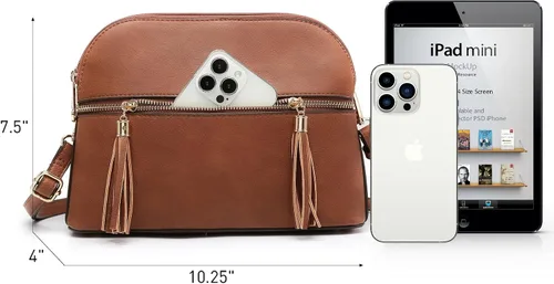 Vista 4 de Dasein - Bolso de hombro para mujer con cremallera y múltiples bolsillos