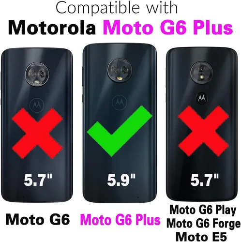 Vista 2 de Asuwish Funda compatible con Moto G6 Plus y protector de pantalla de vidrio templado, accesorios de celda, fundas de silicona para Motorola G6+