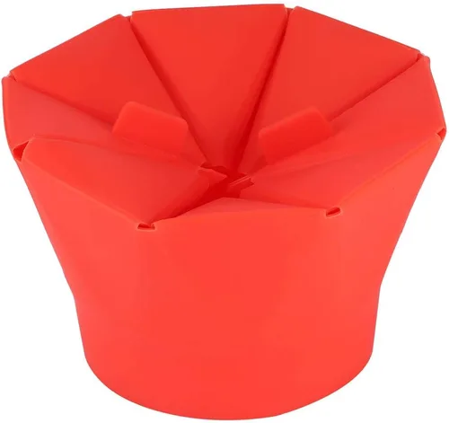 Vista 7 de Cuenco de palomitas de maíz, popcorn popcorn poppoppop, rojo, plegable, para microondas, para hacer palomitas de maíz, máquina de hacer palomitas