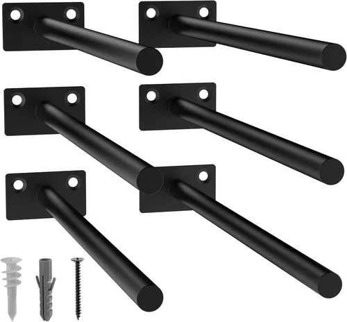 Vista 13 de 12-Pack 10 inch Floating Shelf Brackets, Hidden Shelf Bracket for Wood Negro-paquete de 12