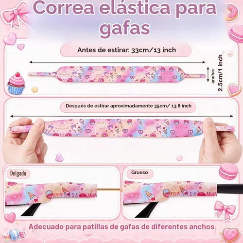 Vista 2 de Correa ajustable para lentes de sol para niños, 6 unidades, para niños y niñas