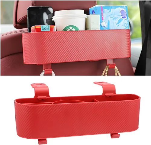 Vista 8 de BELOMI Organizador de reposacabezas del asiento trasero del automóvil con portavasos, caja de almacenamiento colgante del respaldo del asiento