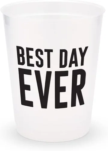 Vista 6 de WEDDINGSTAR Vasos personalizados de plástico esmerilado para fiestas, Aloha Beaches - Juego de 8
