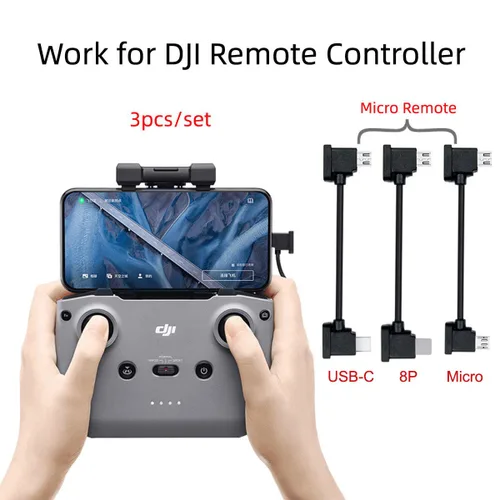 Vista 7 de xiwai 3 unids/set Tipo-C y Micro y 8P a Micro USB USB-C Cable de datos para Mavic Pro Platinum Park RC Accesorios