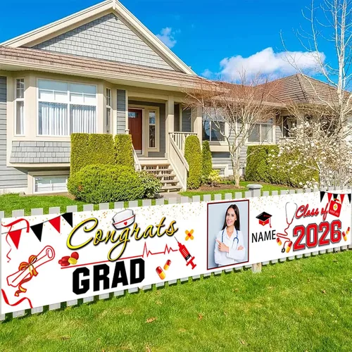 Vista 12 de Decoraciones personalizadas para fiestas de graduación 2026 – Cartel de felicitación de graduación grande – Cartel de fondo de graduación