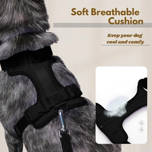 Vista 2 de Dog Harness - No Pull Adjustable Front Clip Vest with Soft Padding, 3Leash Clips, and No-Choke Oxford Design Comfort for Small, Medium, and Large