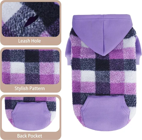 Vista 44 de PUPTECK Sudadera con Capucha para Perro Sudadera para Cachorro Suéter Cálido para Perro Ropa de Invierno Abrigos para Clima Frío para Perros Negro