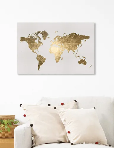 Vista 4 de The Oliver Gal Artist Co. Maps - Lienzo decorativo para pared, diseño de Mapamundi Tiago Homemade, para decoración del hogar, 24 x 16 pulgadas