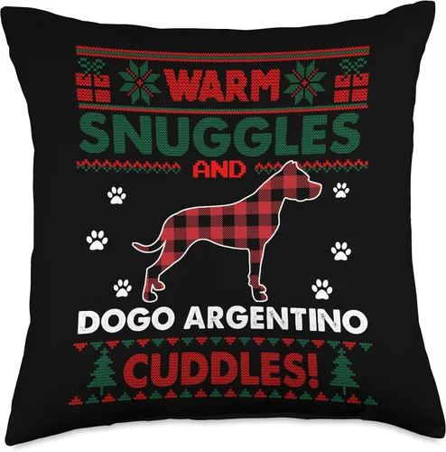Vista 5 de Dogo Argentino Dog Owners Matching Family Pajama Dogo Argentino Lovers Gifts - Cojín feo de Navidad, 16 x 16 pulgadas, multicolor
