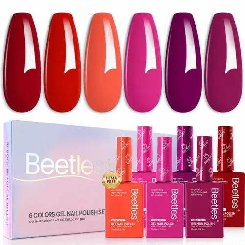 Vista 18 de Beetles - Kit de 23 esmaltes de uñas de gel con luz UV, kit de esmalte de gel de 12 colores 1-Elegancia acogedora