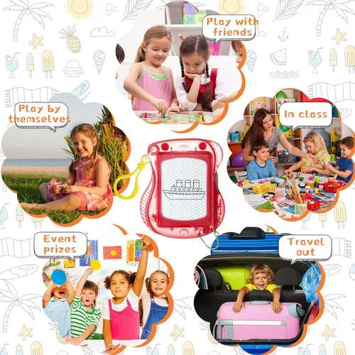 Vista 4 de Paquete de 24 mini tableros magnéticos de dibujo para niños, bloc de escritura borrable, mochila, llavero, tablero de dibujo para regalos de fiesta