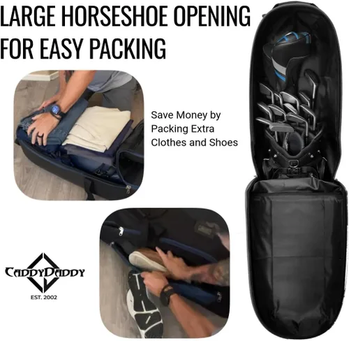 Vista 7 de CaddyDaddy Enforcer Golf Travel Bag Crush Resistant Hard Top Protection, New 18 Month Full Replacement Coverage, Durable Thick Nylon Wheels Lockable