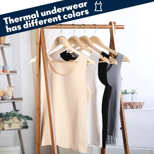 Vista 4 de 4 piezas de camisetas térmicas sin mangas para mujer, camisetas sin mangas para mujer, camisola de algodón, capa base cálida