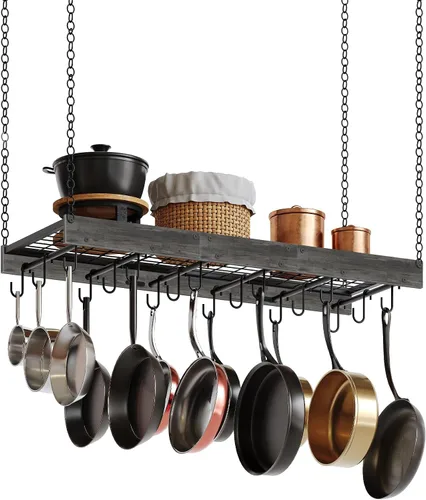 Vista 8 de CHOEZON Estante Colgante para Ollas, 35.4" L x 13" A Colgador de Ollas de Techo, Estante para Ollas de Estilo Industrial, Colgador de Ollas Montado