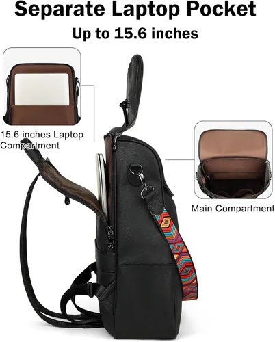 Vista 5 de Bolsos cruzados para mujer y mochila para laptop Colección Negro