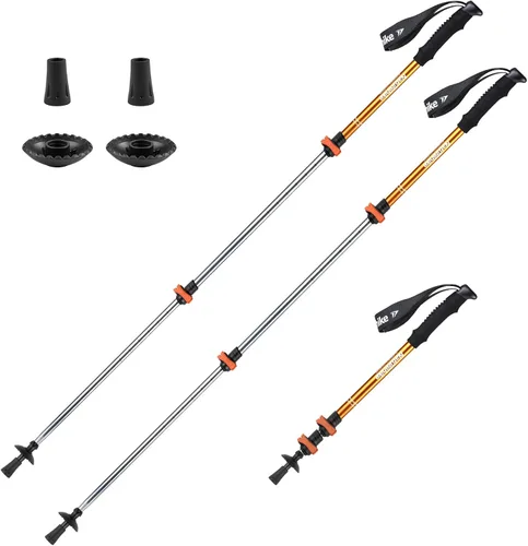 Vista 10 de Naturehike - Bastones de senderismo plegables, bastones de senderismo ajustables de aluminio ligero, absorción de impactos con correas