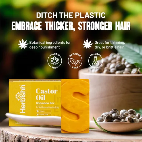 Vista 4 de Herbishh Barra de champú para el crecimiento del cabello, fortalecimiento y nutrición, sólido para adelgazar el cabello, infundido con biotina, sin
