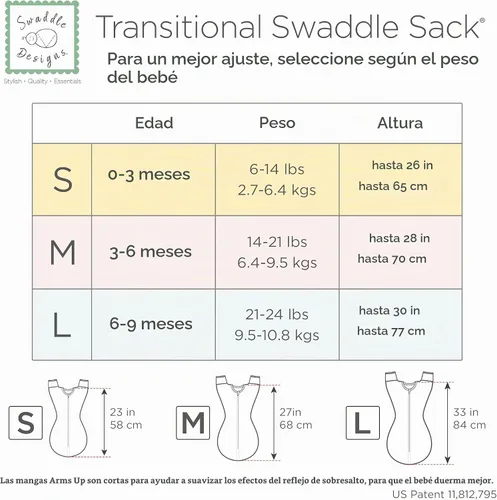 Vista 10 de SwaddleDesigns - Saco de transición para envolver con brazos hasta media Flechas minúsculas negras