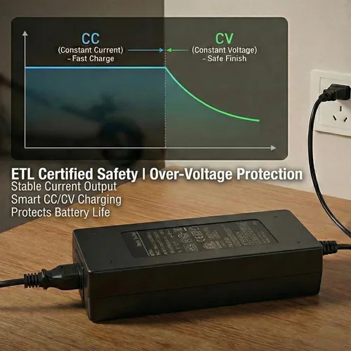 Vista 6 de Cargador de batería de litio de 36 V, certificado ETL de 42 V 2 A para scooter eléctrico, Hoverboard Ebike, compatible con Gotrax, Jetson, Ninebot