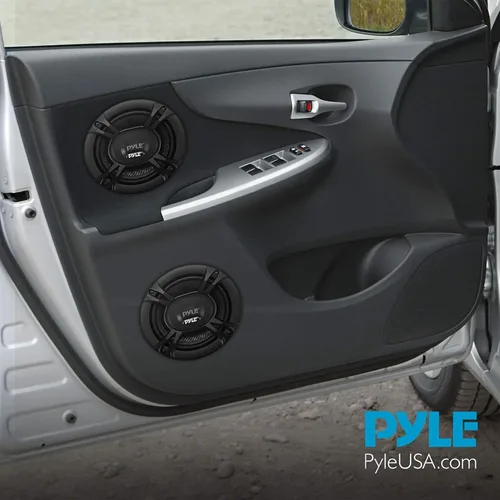Vista 4 de Pyle Altavoces estéreo universales de 2 vías para automóvil, 240 W, 4 pulgadas, audio coaxial profesional potente, altavoz universal de repuesto