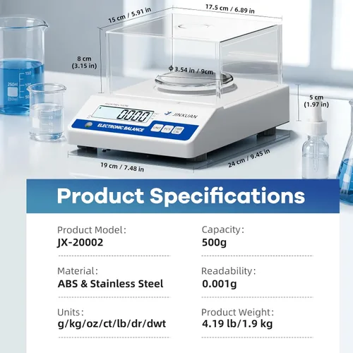 Vista 12 de Báscula de laboratorio 500gx0.001g Balanza de alta precisión Balanza analítica, escala de miligramo digital Escala de laboratorio científica